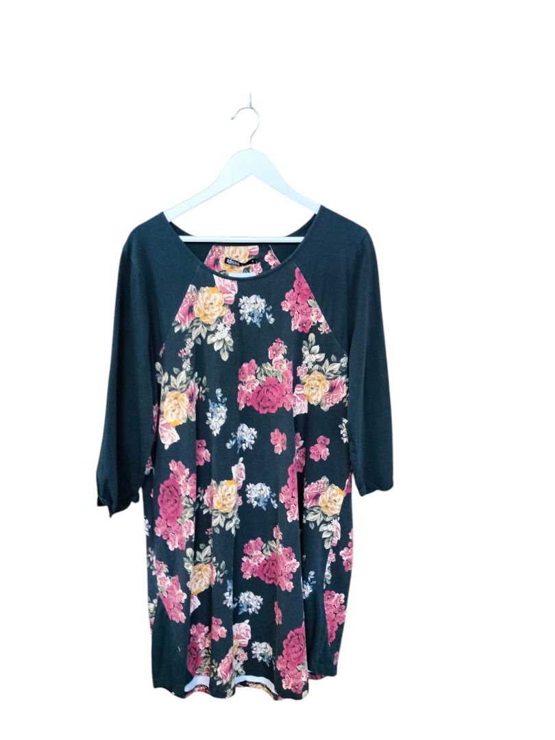 Gloss | Black & Floral Dress | Size 18