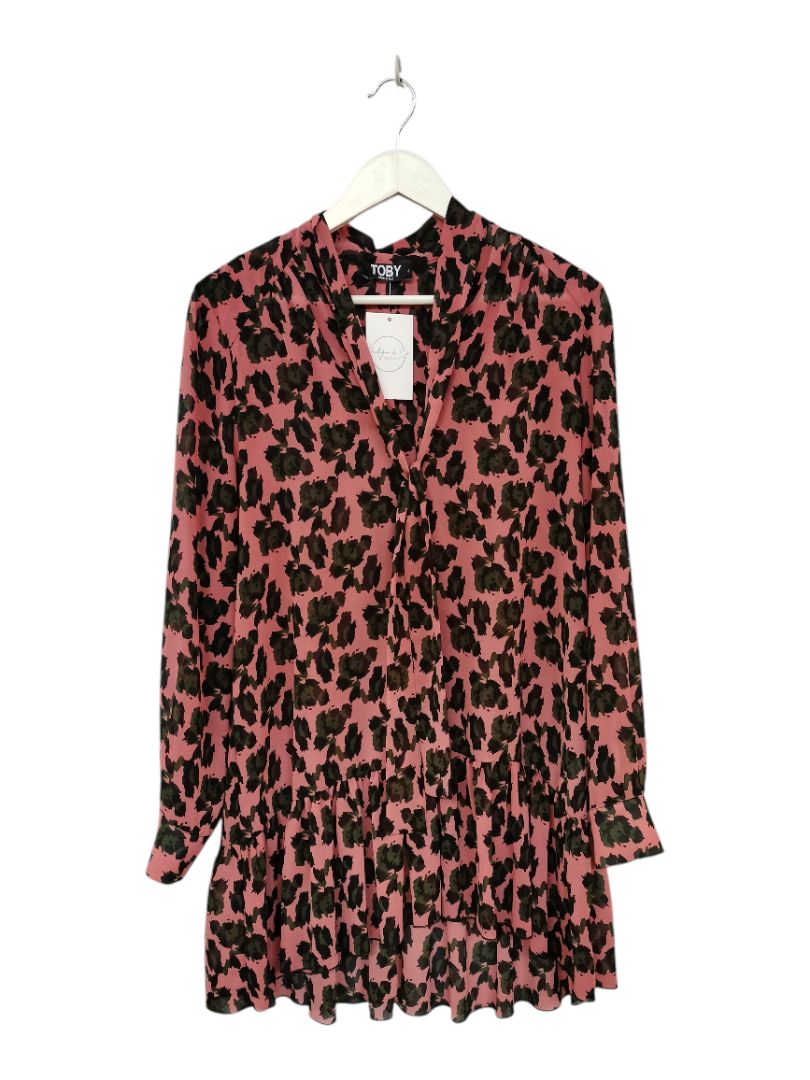 Toby | Pink and green leopard print Dress | Size 8