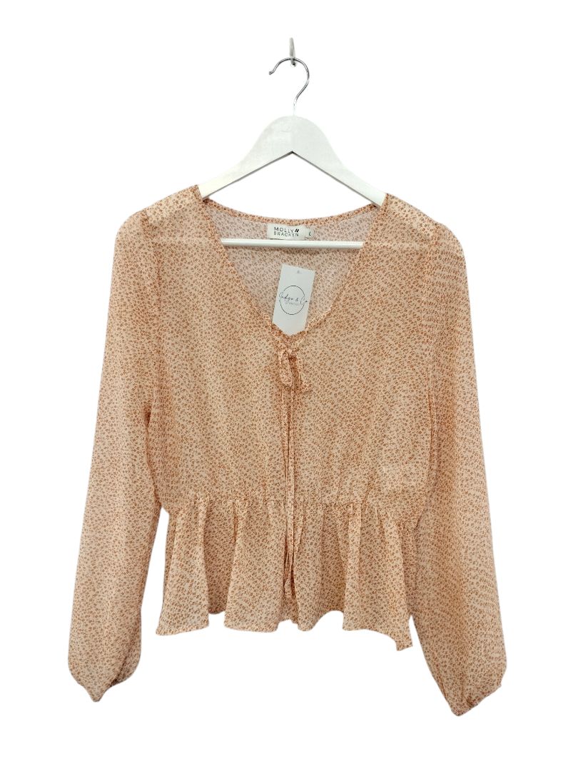 Molly Bracken | white with brown pattern Top | Size L