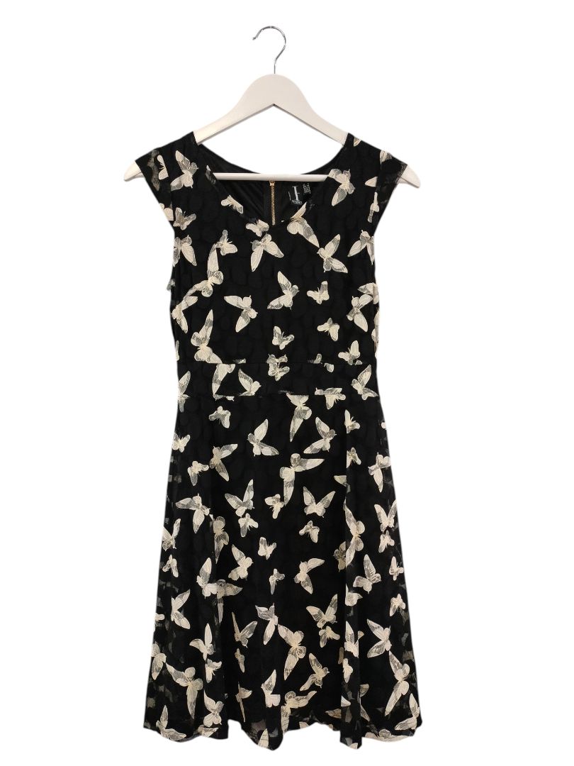 Izabel London | Black with white butterflies Dress | Size 8