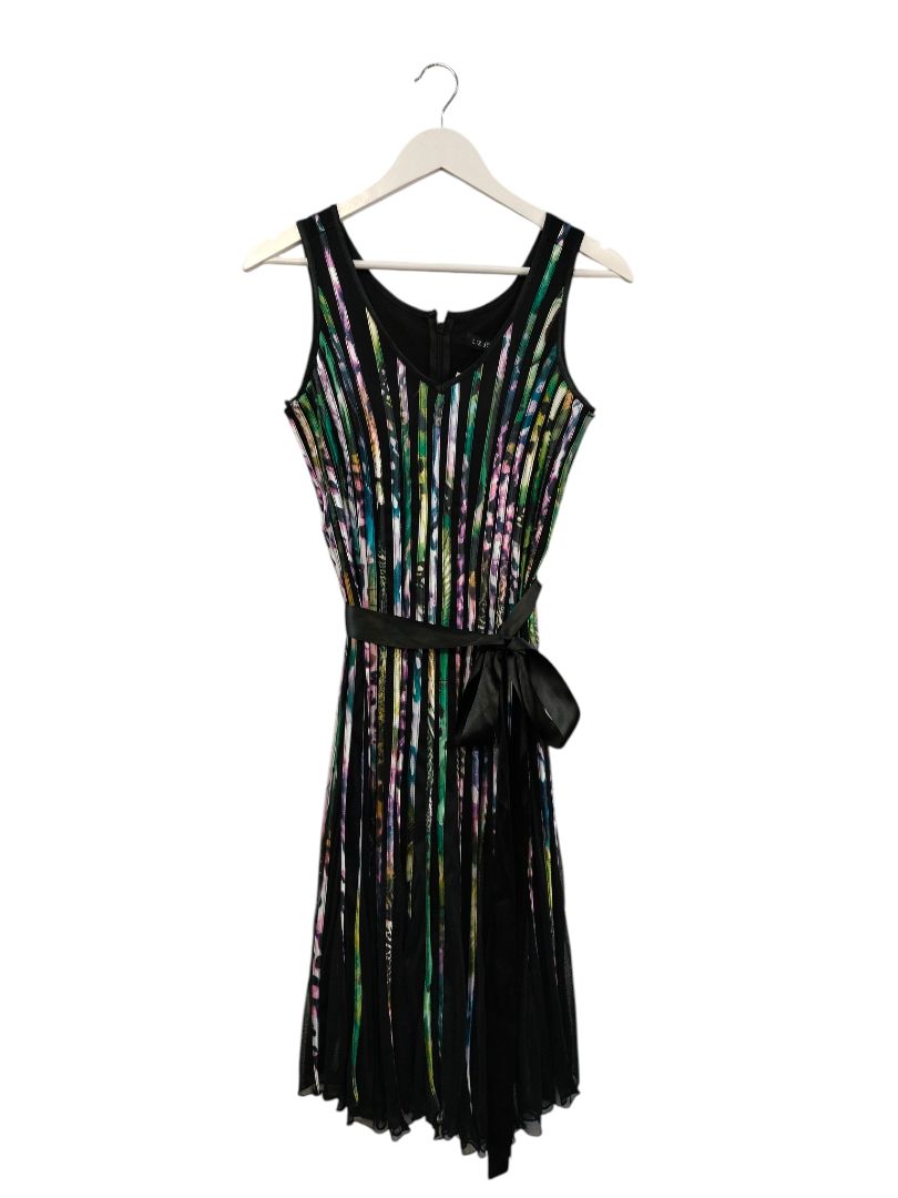 Liz Jordan | Green and Purple Stripe Dress | Size 8