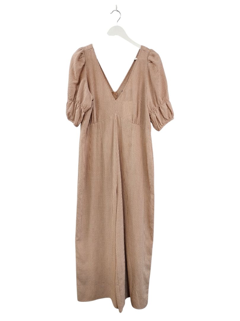 Nunui | Brown and White Check Jumpsuit | Size 14