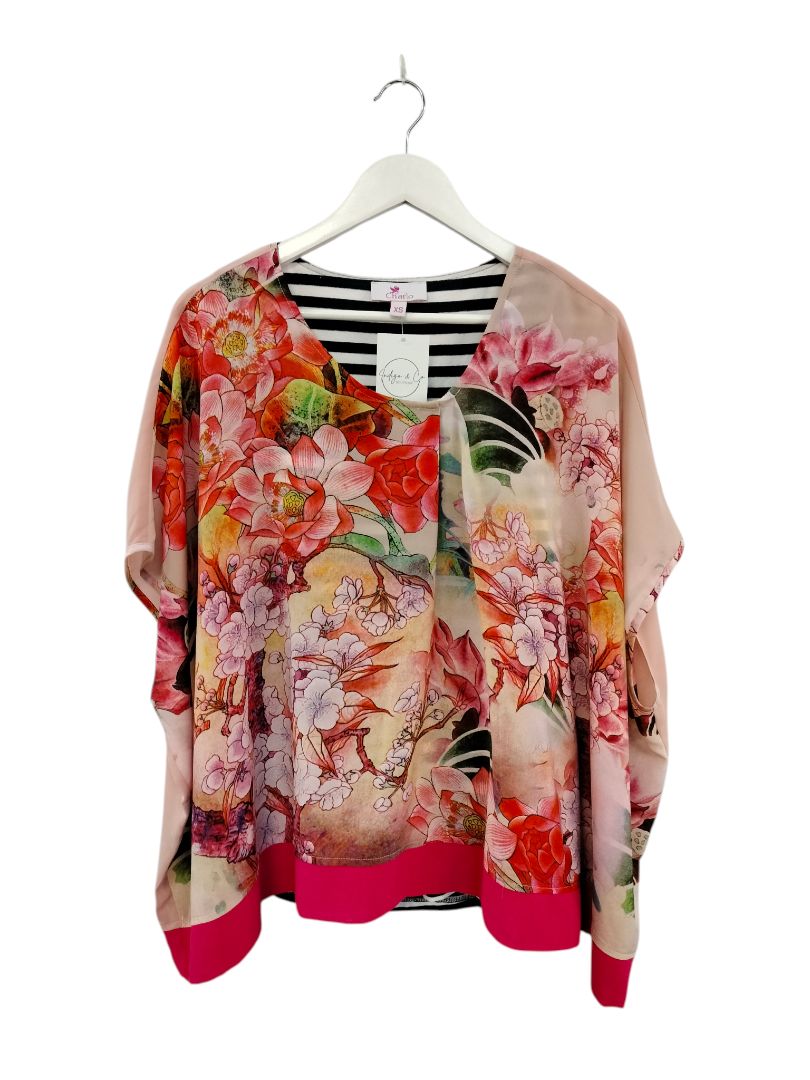 Charlo | Floral with Stripes Top | Size XS