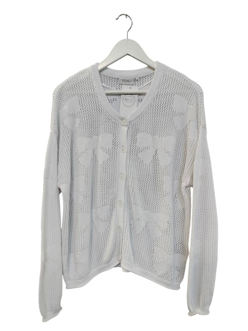 Foil | White Cardigan | Size L
