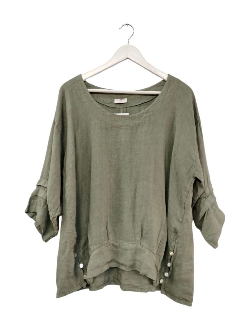 Suzy D London | Olive Green Top | Size Approx L