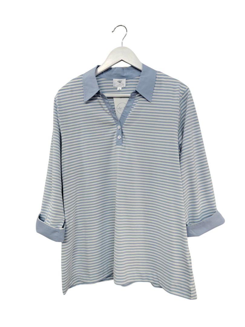 Ballantynes | Blue & White Stripe Top | Size XL