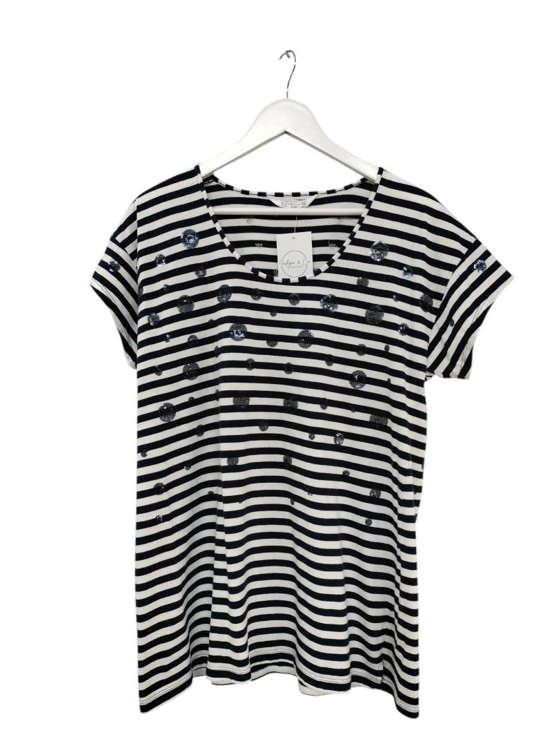 Virtuelle | Blue & White Stripe Top | Size XXS