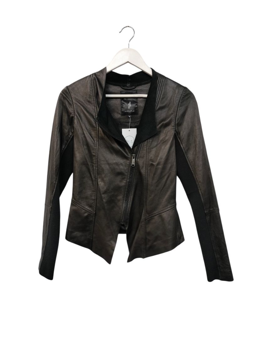 State Of Play | Black Leather Jacket | Size 8