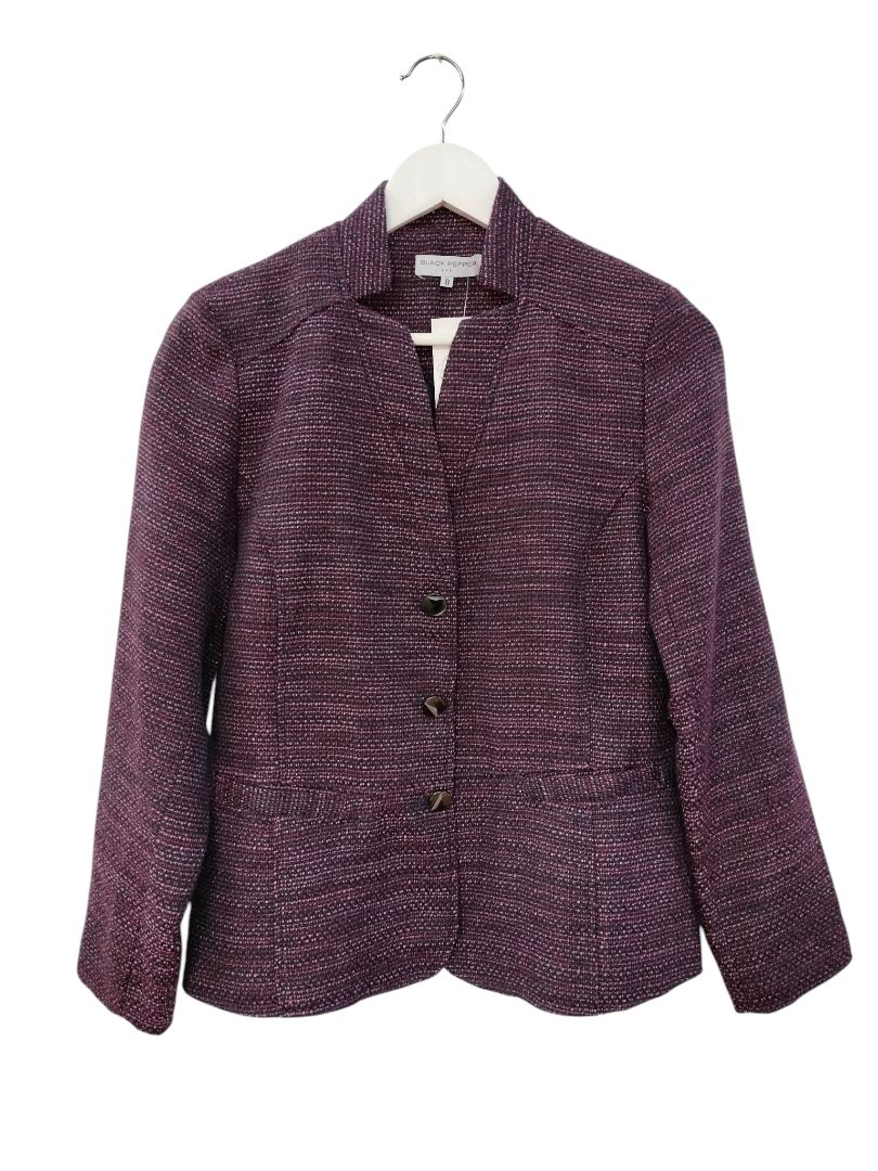 Black Pepper | Pink/Purple Coat | Size 8