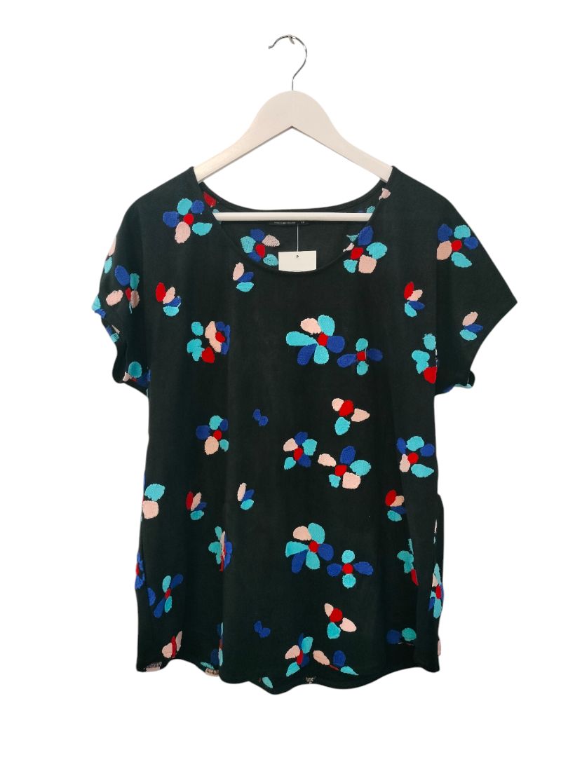 David Pond | Black Floral Top | Size 12