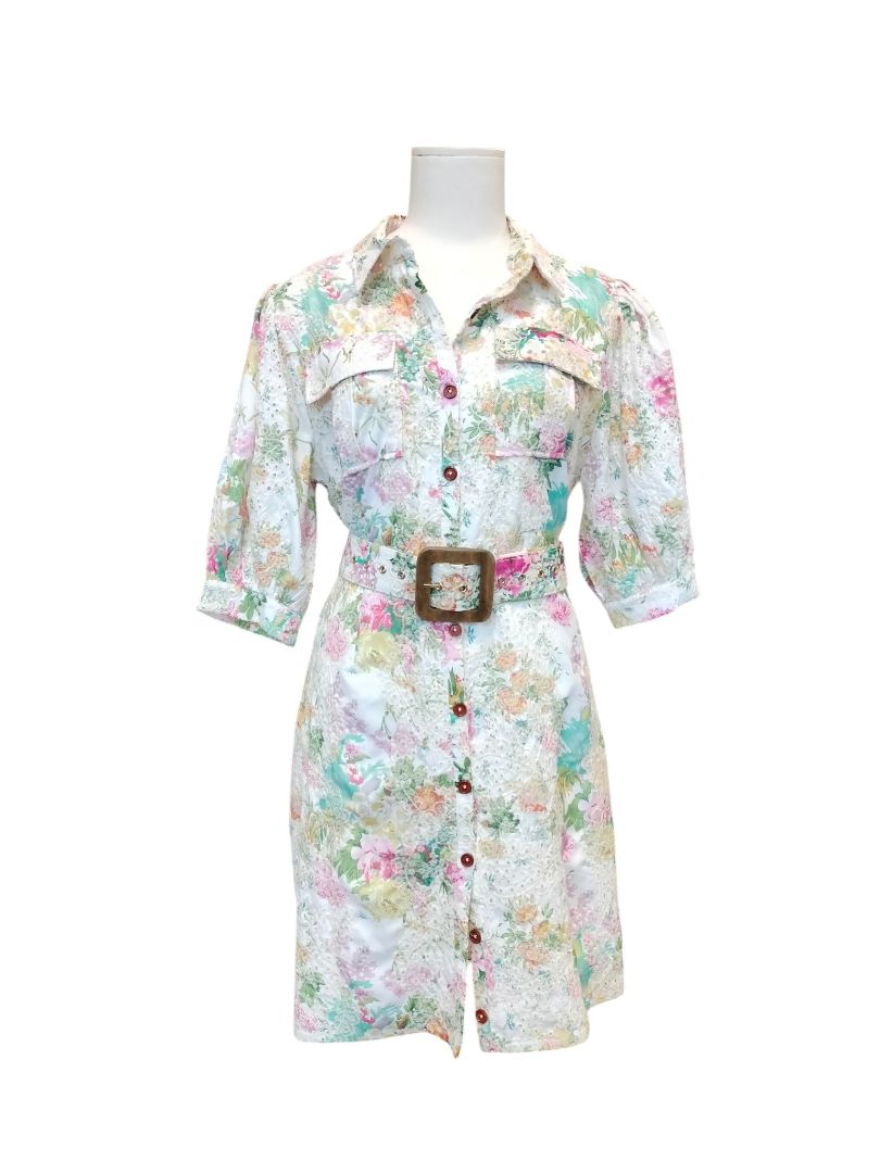 Charlo | Cream Floral Dress | Size 14