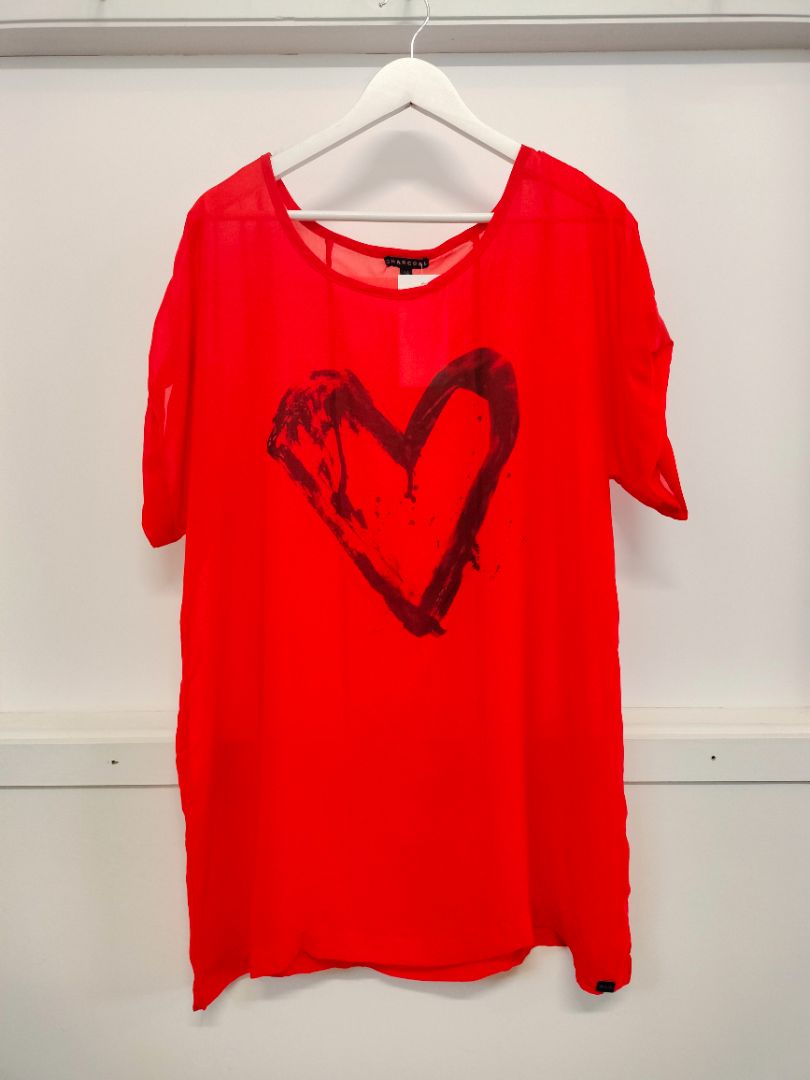 Charcoal | Red Top | Size 14