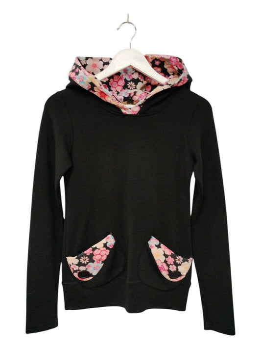 Bettie Monroe | Black with floral pockets and trim Jersey | Size XS