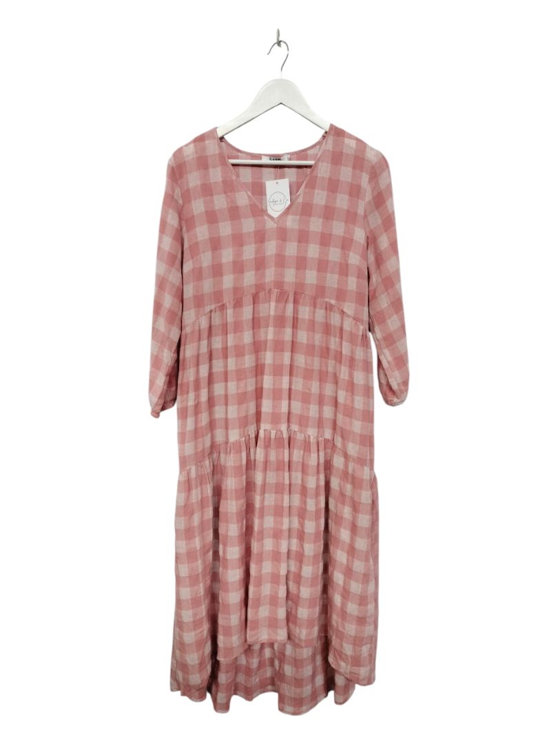 Sass | Pink Check Dress | Size 12