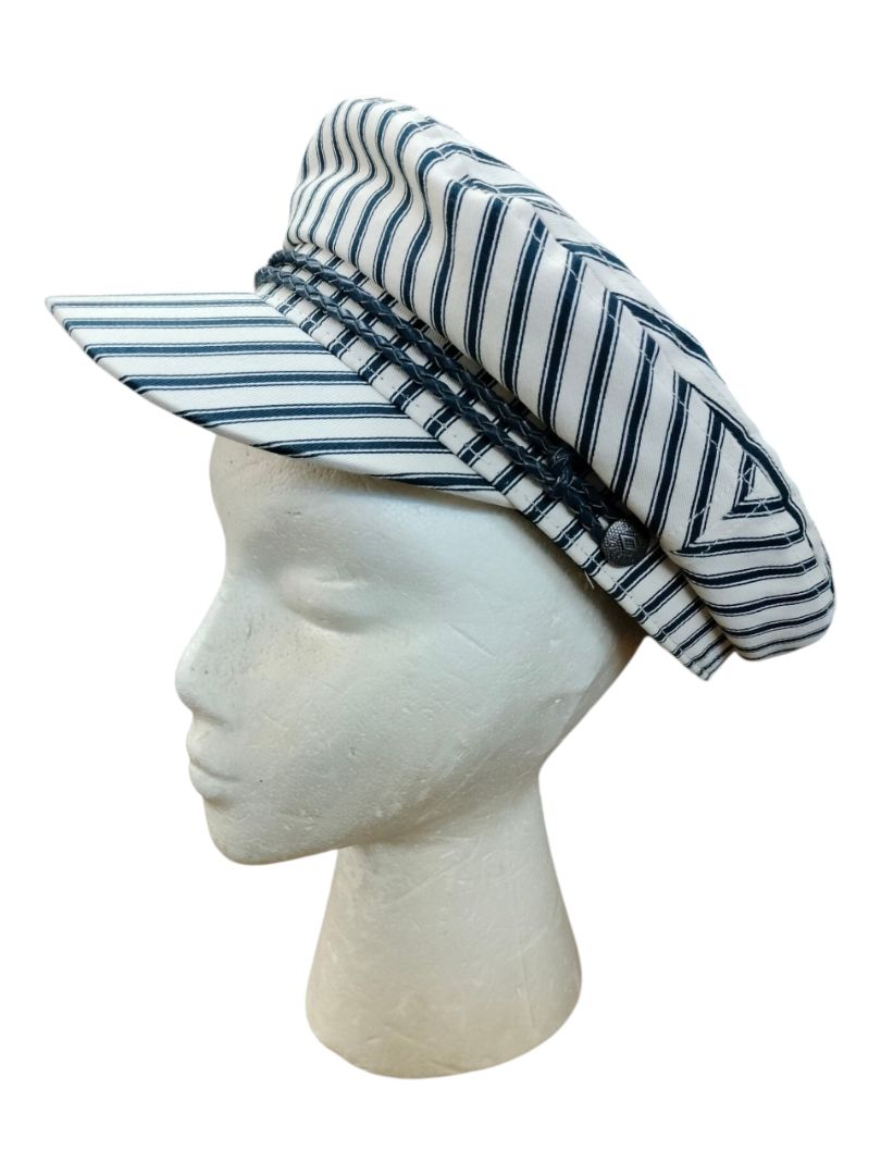 Brixton | Navy and White Stripe Hat | Size S