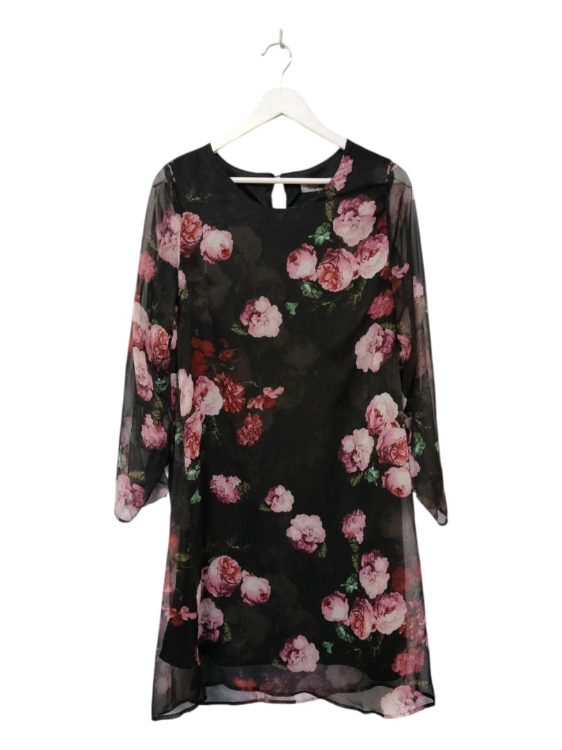 Tuesday Label | Black with Floral Dress | Size XS