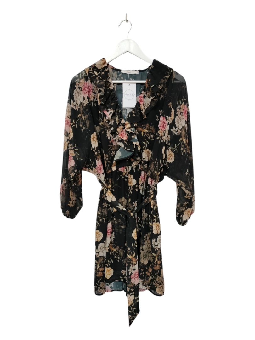 Ruby | Black with Floral Dress | Size 8