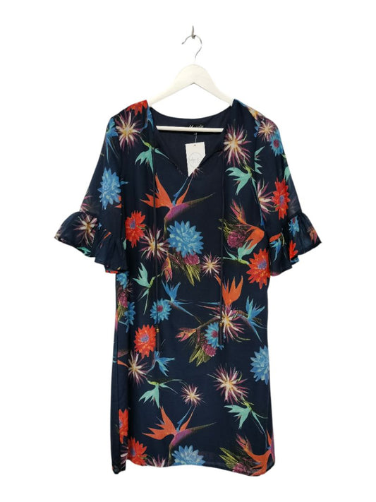 Mesmerise | Navy Multi Dress | Size 14