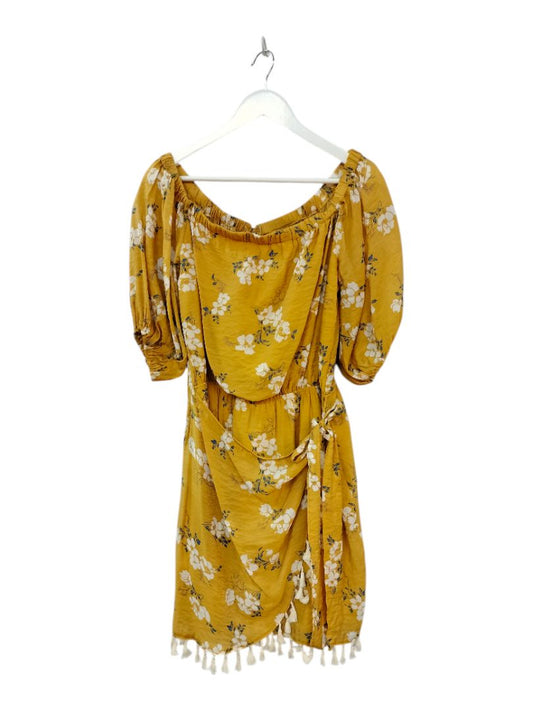 Indikah | Mustard with white floral Dress | Size 12