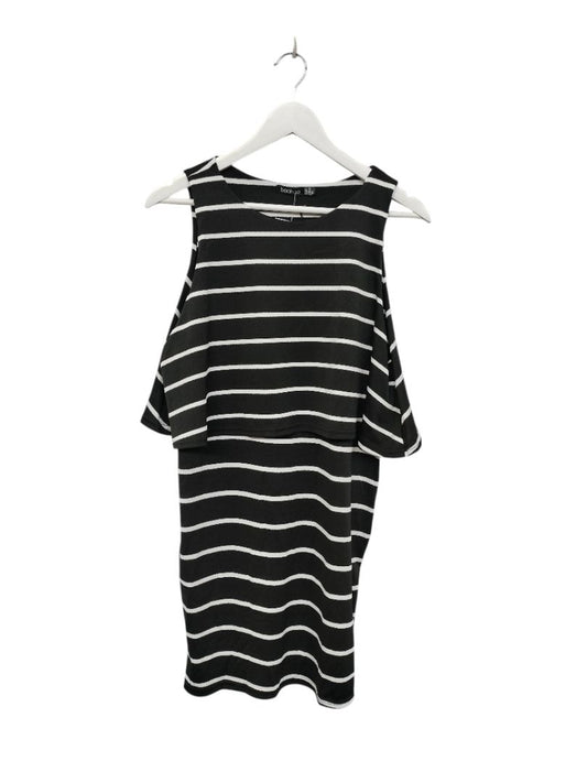 Boohoo | Black with thin white stripes Dress | Size 16