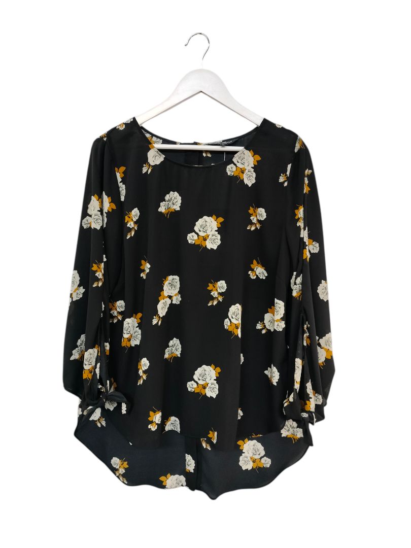 Whistle | Black with Autumn Print Floral Top | Size 18