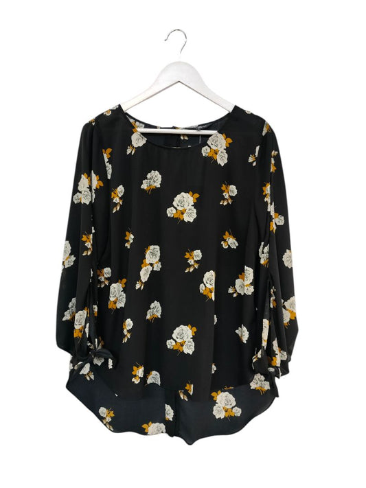 Whistle | Black with Autumn Print Floral Top | Size 18