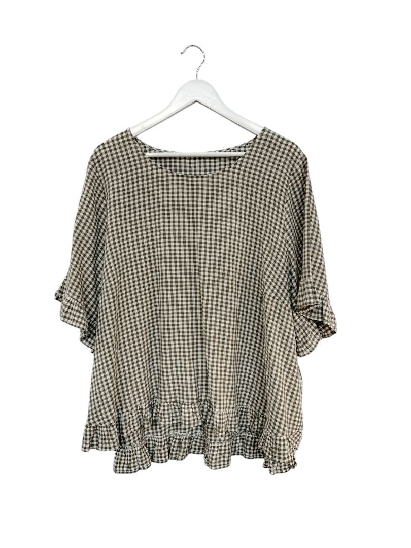Unknown | Dark Green Gingham Top | Size 22