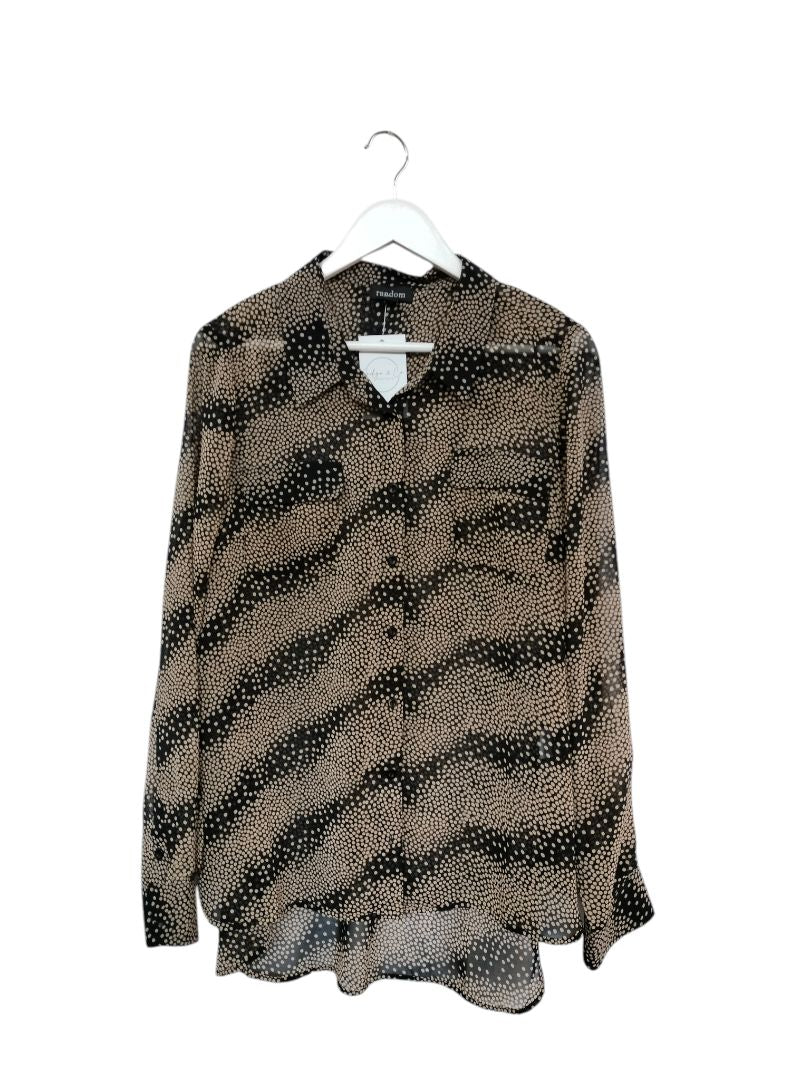Random | Black beige pattern Top | Size 16