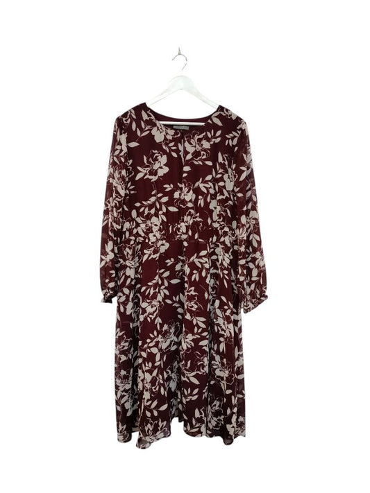 Jacqui-e | Burgundy with floral print Dress | Size 18
