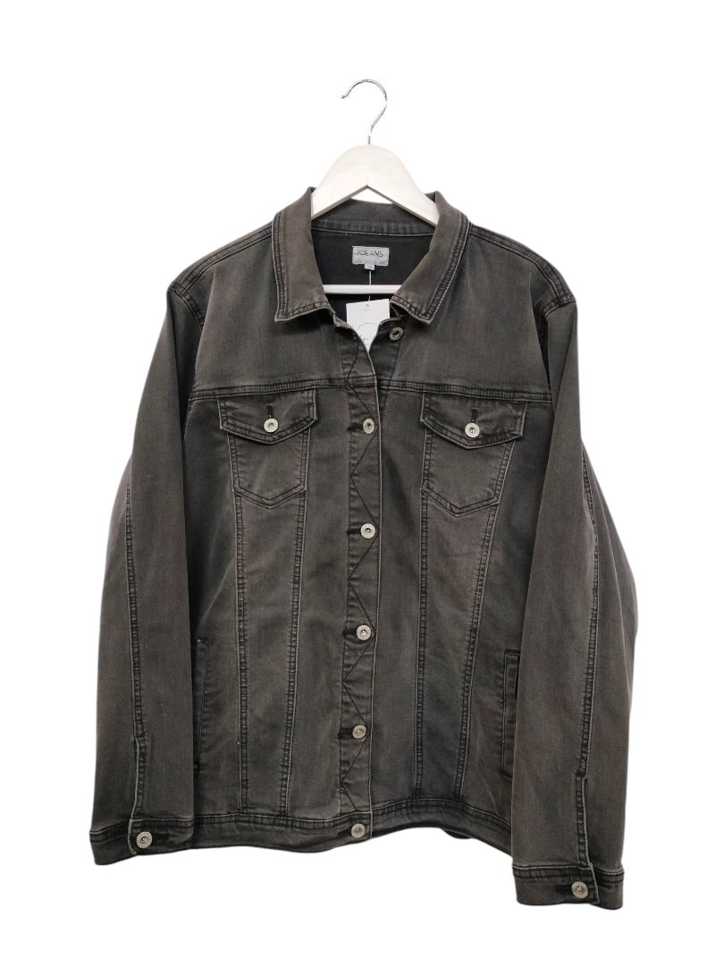 K Jeans | Black Faded Denim Denim Jacket | Size 20