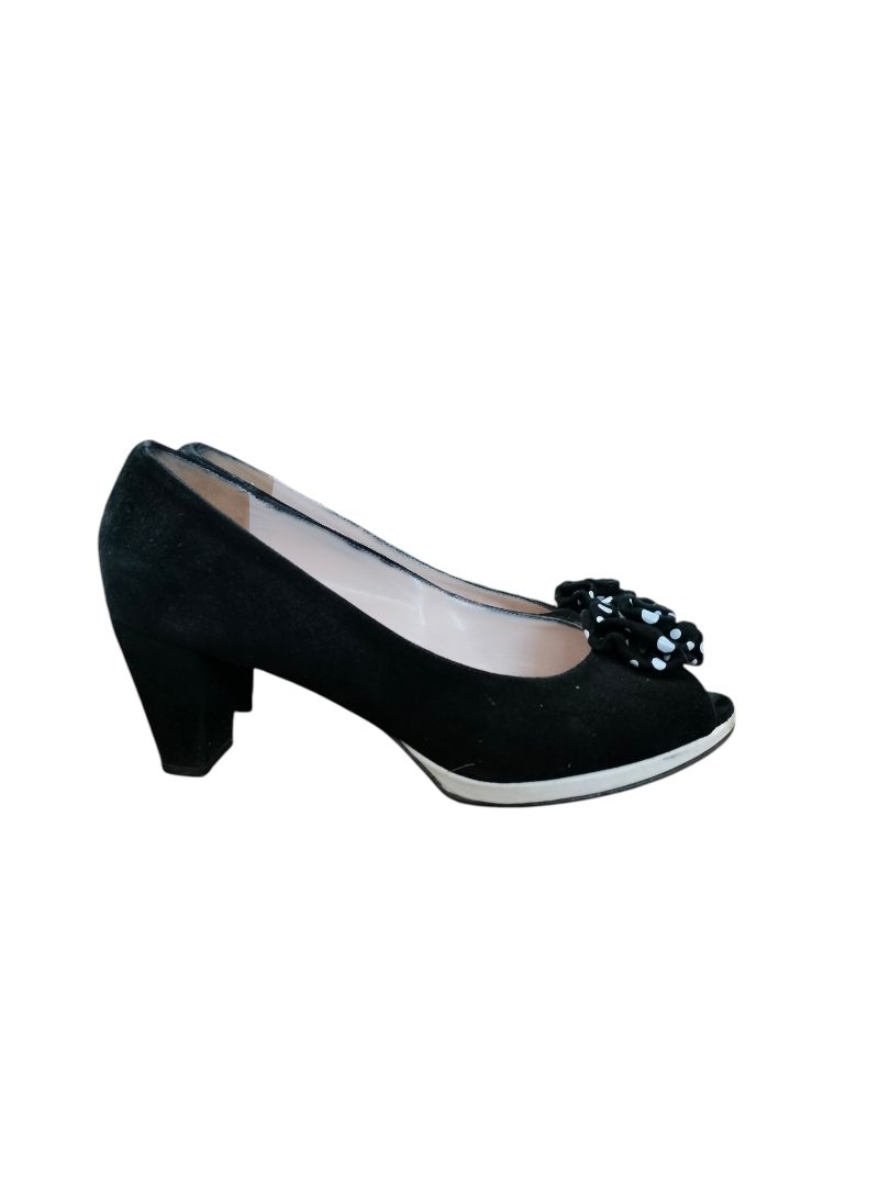 Lillian | Black with flower Heels | Size 38