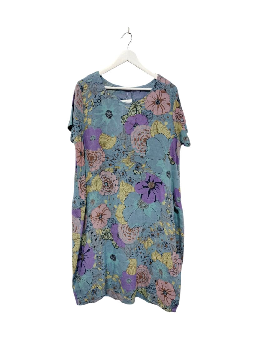 Helga May | Purple Blue Floral Dress | Size OS