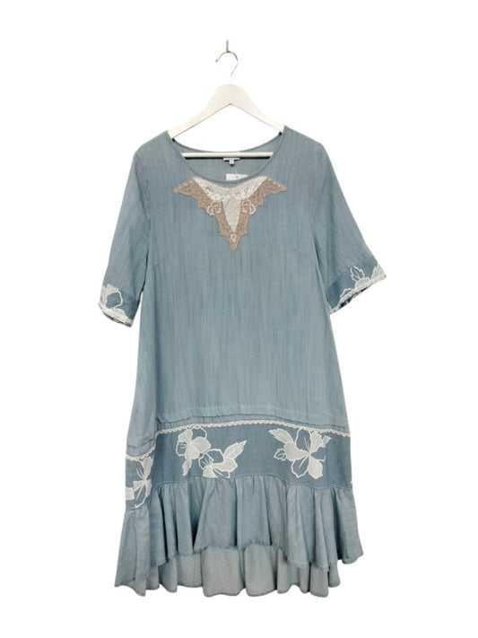 Leoni | Light Denim with white trim Dress | Size L