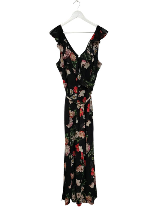Portmans Signature | Black with flower print Jumpsuit | Size 16