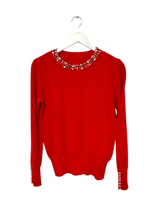 Unknown | red with beaded collar Knitwear | Size S