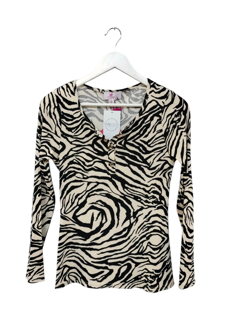 Charlo | Zebra Print Top | Size 8