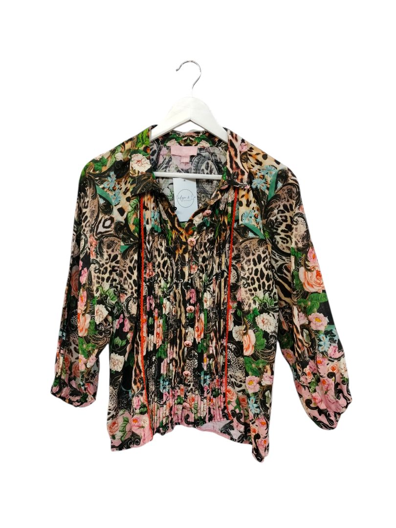 Augustine | Black Print Top | Size XS