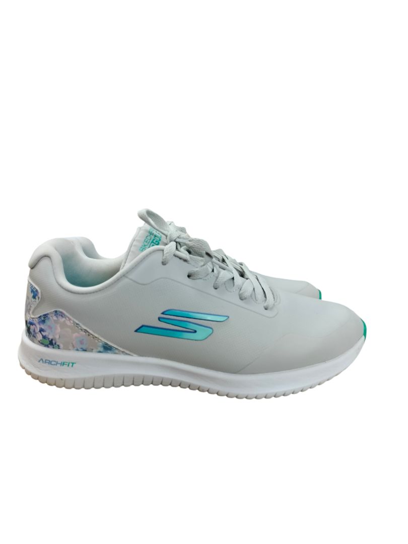 Skechers | Grey with Blue Floral Golf Shoes | Size 36.5