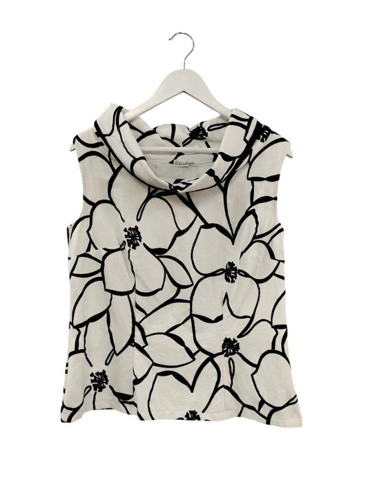 Nancy Raine | White with Black floral Top | Size L