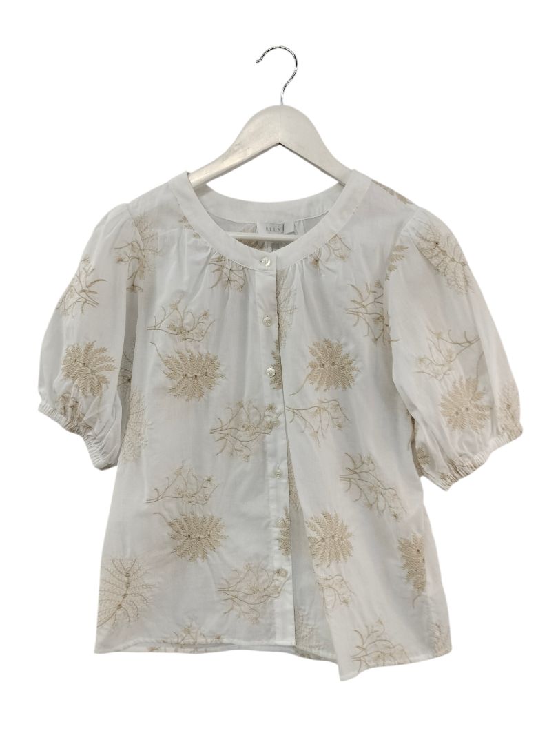 Ella J | White with beige pattern Top | Size 8