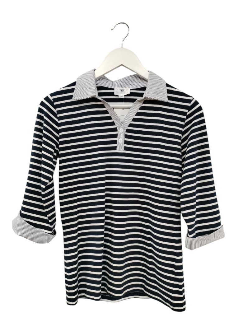 Essentials By Ballantynes | Blue & White Stripe Top | Size XS