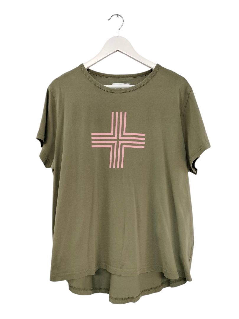Stella + Gemma | Khaki with pattern Tee | Size 16