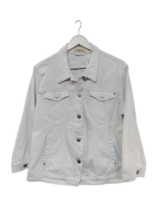 Flower Denim | White Denim Jacket | Size 16