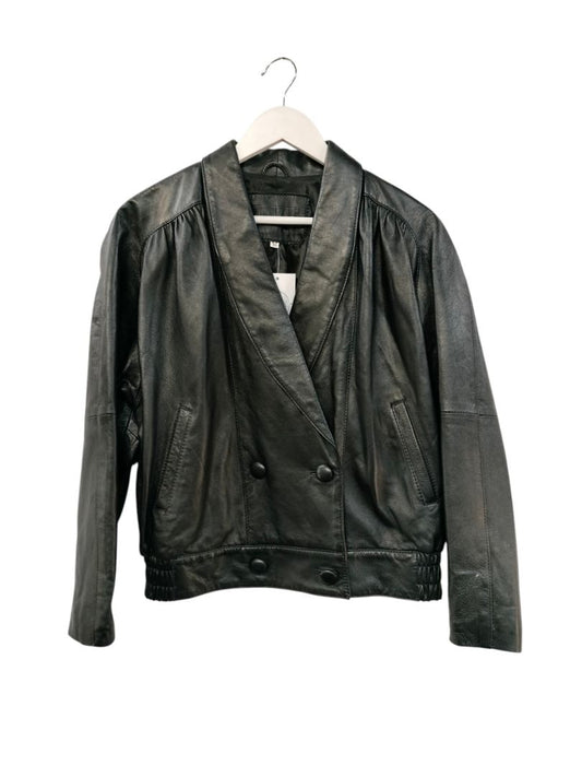 Luciano Italian Design | Black Leather Jacket | Size 14