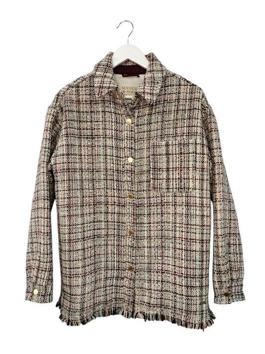 Scotch & Soda | Burgundy Glitter Tweed Jacket | Size M