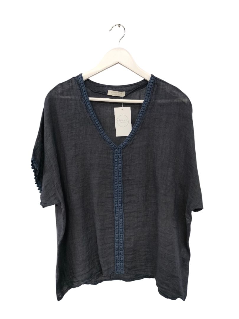 Le jar din du lin | Navy Top | Size M