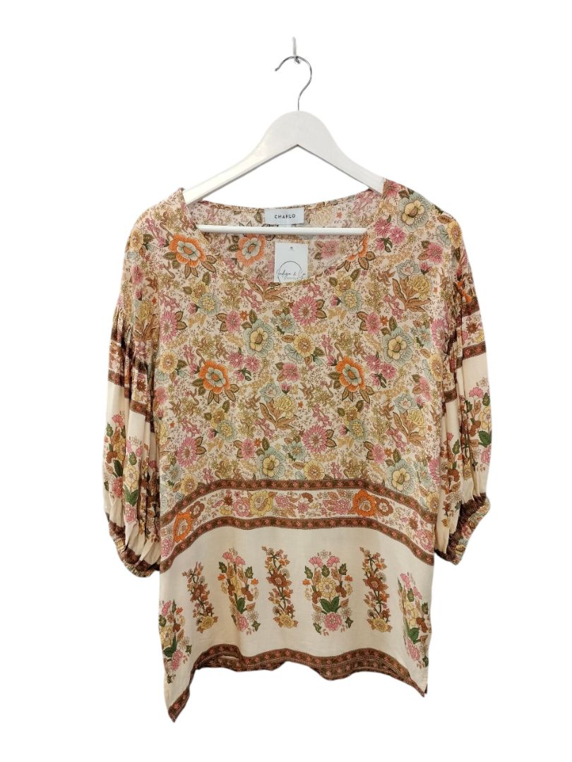Charlo | Neutral Floral Top | Size 8