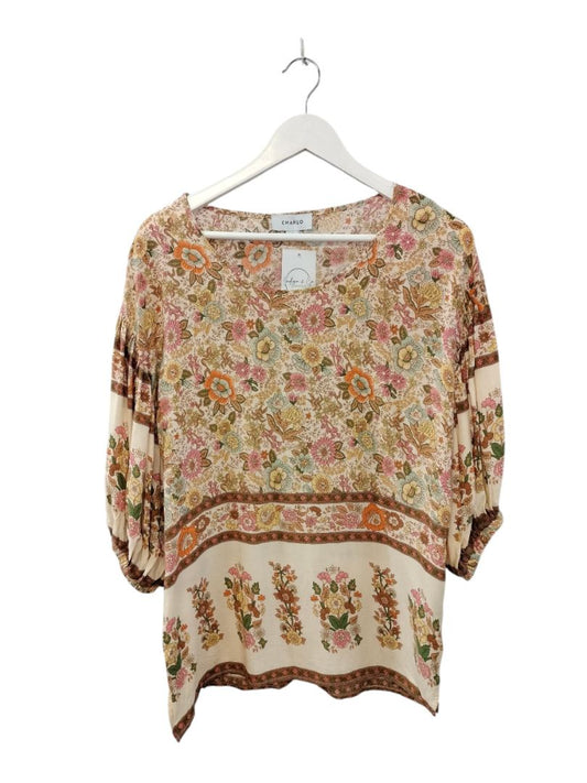 Charlo | Neutral Floral Top | Size 8