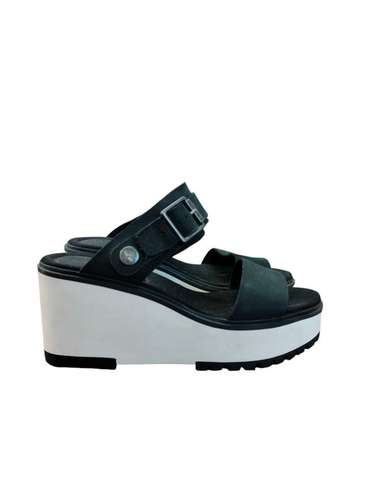 Timberland | Black and White Wedge Sandals | Size 38.5