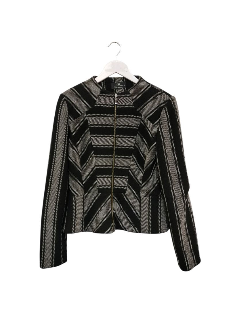 Cue | Grey & Black Stripe Jacket | Size 14